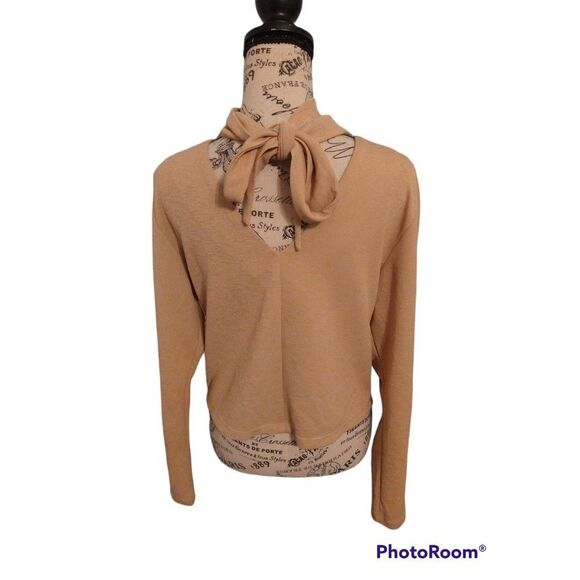 Zara Cowl Neck tie back top Size Md Camel Boho Y2K Feminine - Picture 1 of 11
